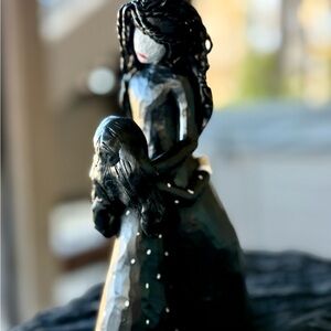 Addams Family Inspired Black Sculpture, Morticia and Wednesday Addams